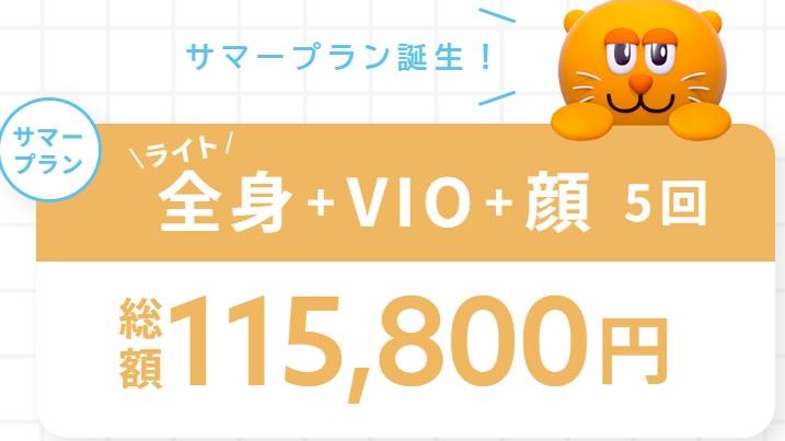 ルシアクリニックキャンペーンサマープラン全身＋VIO＋顔料金