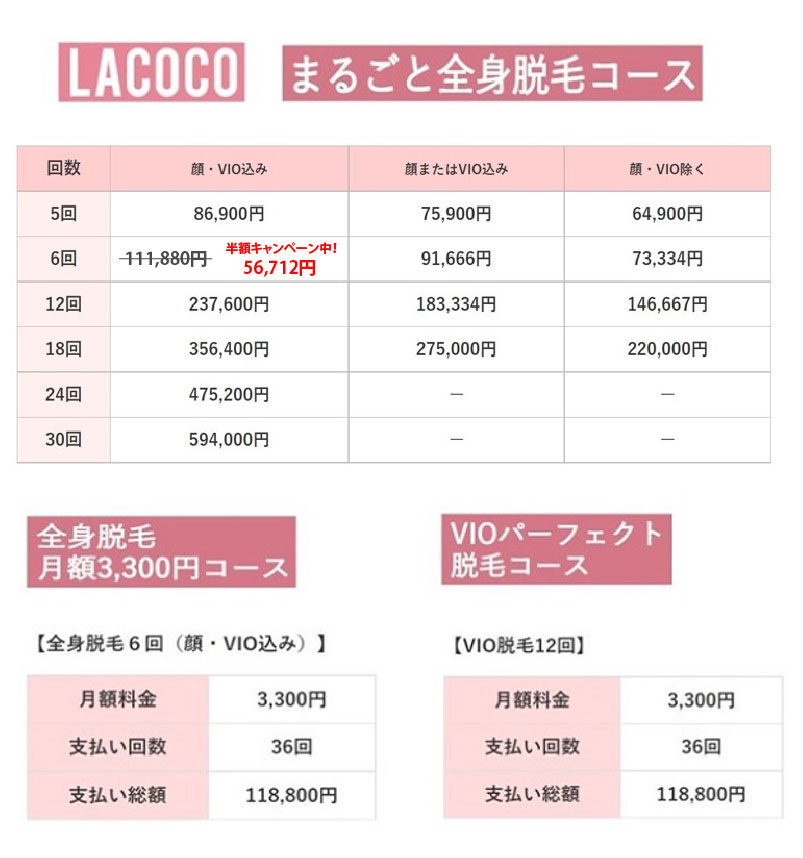 ラココ料金表