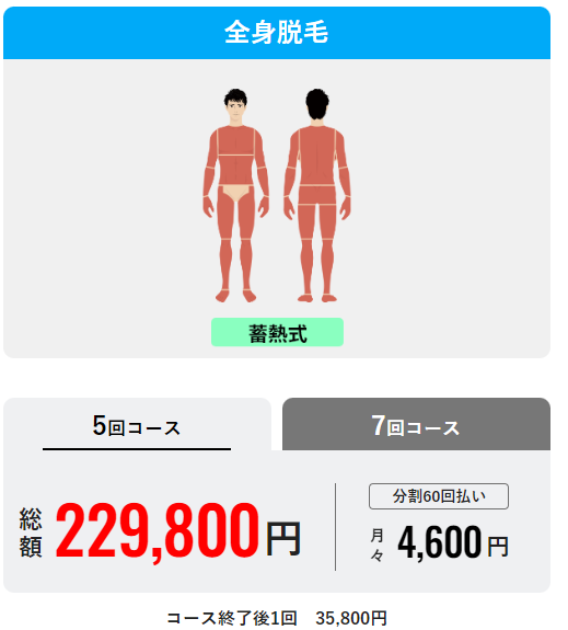 メンズリゼ全身脱毛