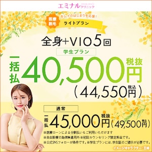 エミナルクリニック全身＋VIO料金